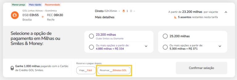 Clube Smiles reserva gratuita